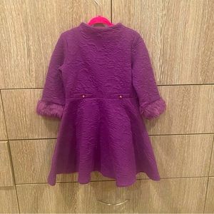 Janie and Jack Jacquard Faux Fur Cuff Dress Grape Lollipop